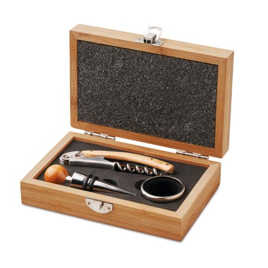 Set de vino en caja de Bambú
