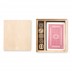 Set of cards and dice in wooden box