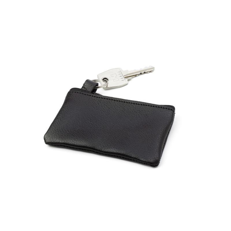 Porta-moedas de couro com fecho de correr
