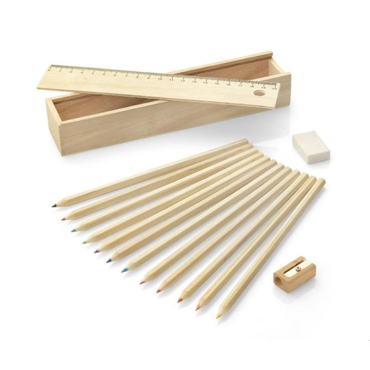 Caja de madera con lápices...