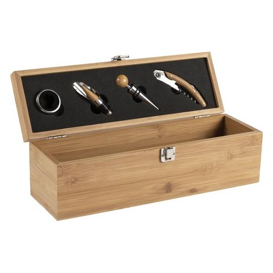 Conjunto para vinho de oferta em bambú