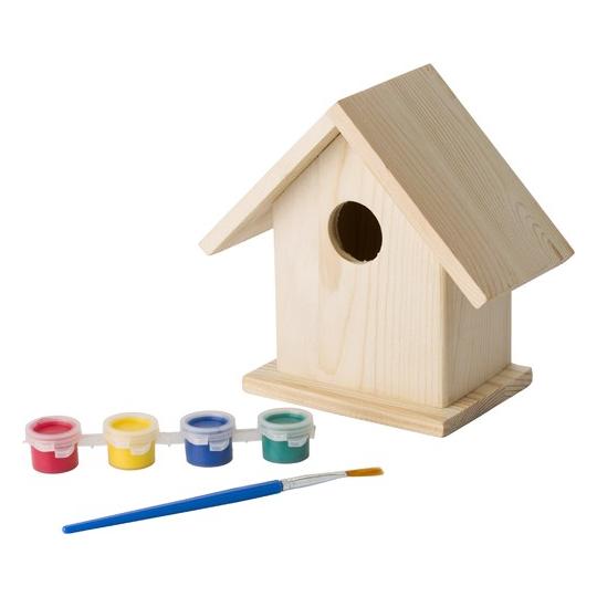 Casa de passarinhos com conjunto para pintar