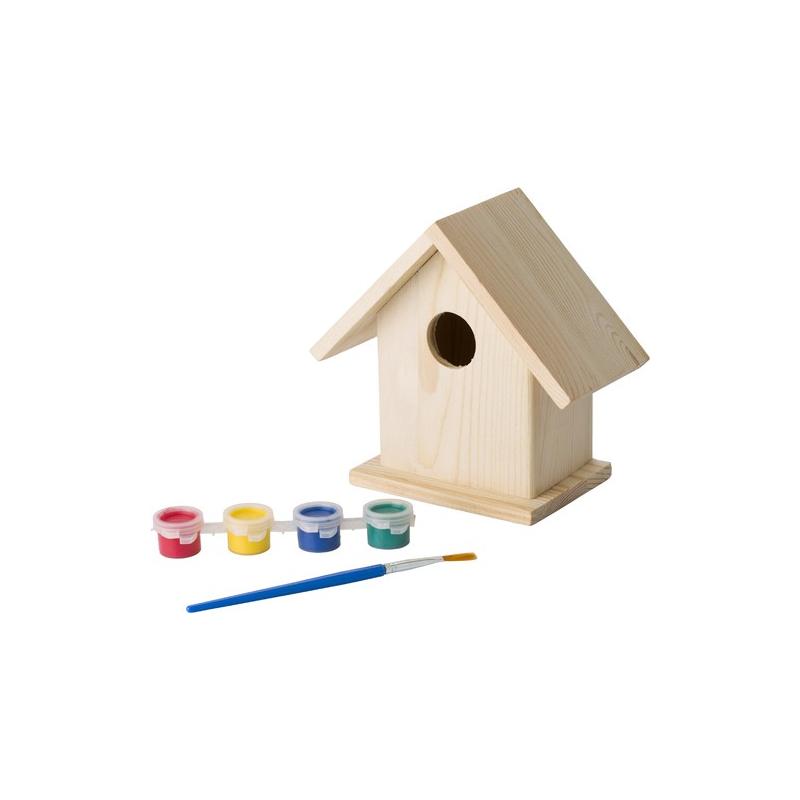 Casa de passarinhos com conjunto para pintar