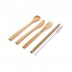 Conjunto reutilizável de talheres de bambu para viagem