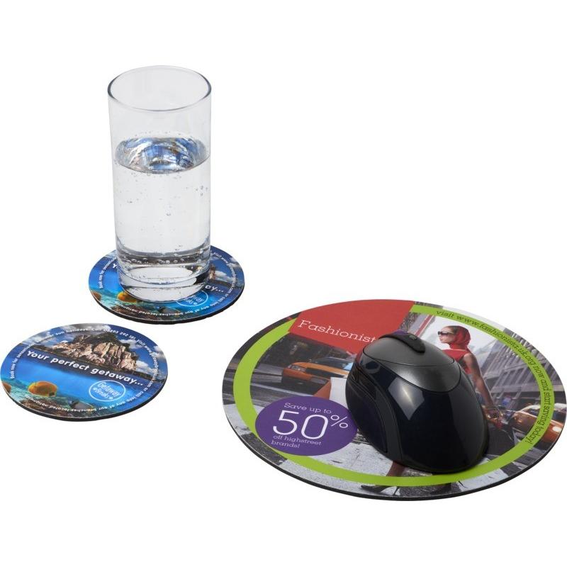 Conjunto de tapete para rato e base para copos Q-Mat®