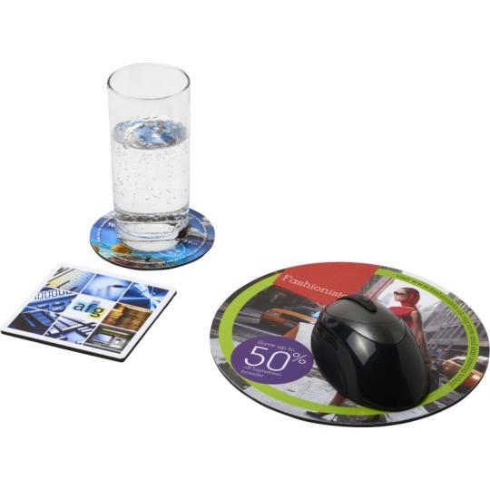 Conjunto de tapete para rato e base para copos Q-Mat®