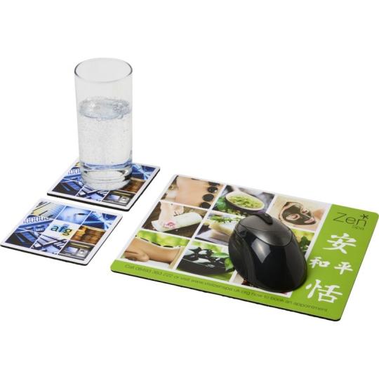Conjunto de tapete para rato e base para copos Q-Mat®