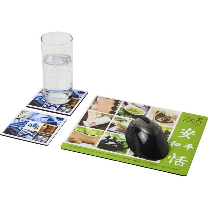 Conjunto de tapete para rato e base para copos Q-Mat®