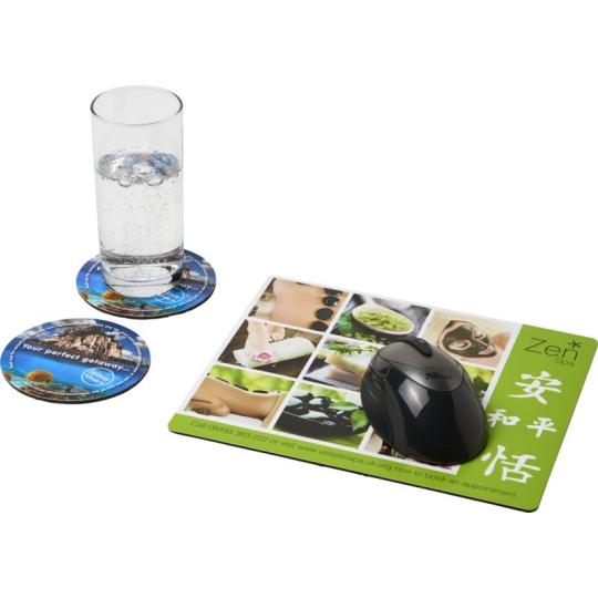 Conjunto de tapete para rato e base para copos Q-Mat®