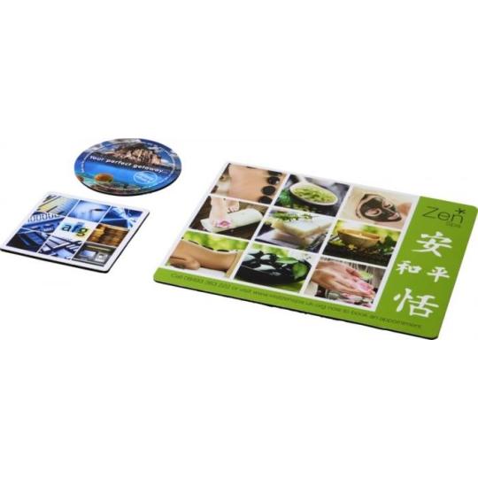 Conjunto de tapete para rato e base para copos Q-Mat®