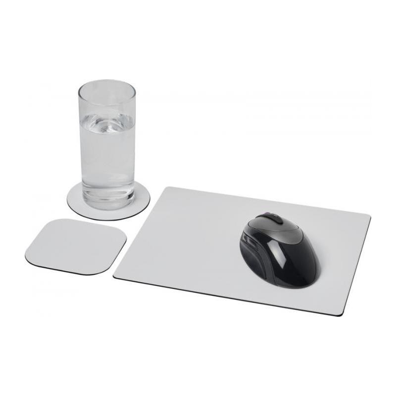 Conjunto de tapete para rato e base para copos "Brite-Mat®"