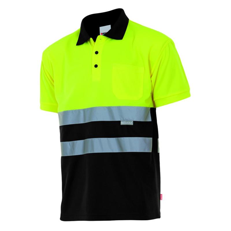 Polo bicolor alta visibilidad de manga corta