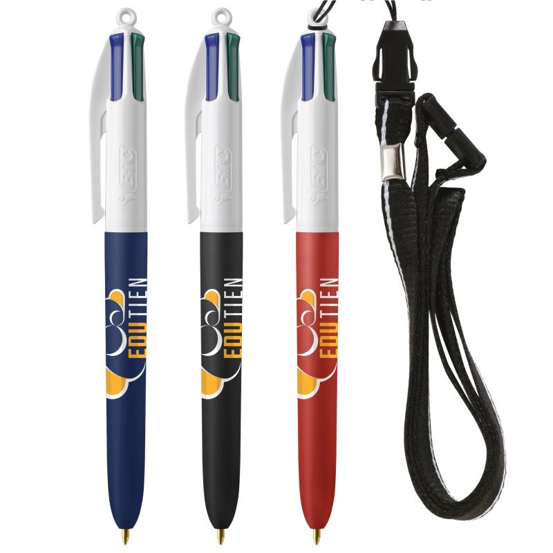 BIC® Esferográfica 4 Colours Soft com Lanyard