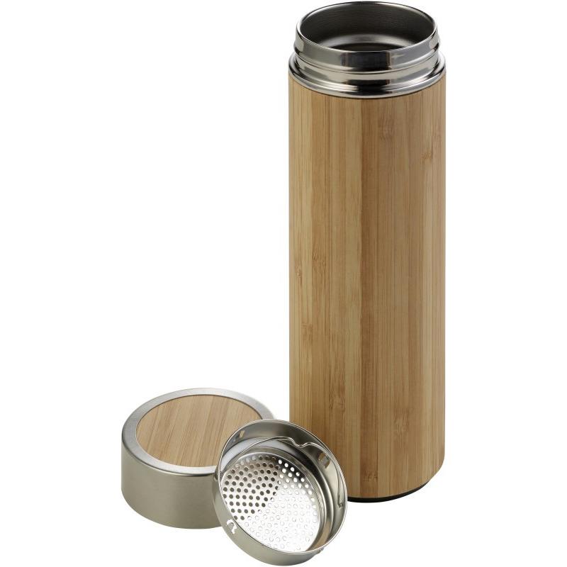 Garrafa de parede dupla em bambu e aço inoxidável