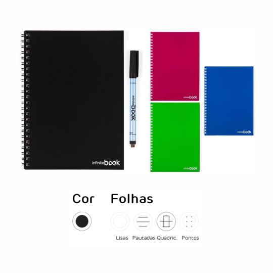 Caderno Infinitebook® A5 Com Marcador Preto