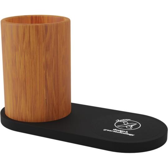 Base de carregamento de 10 W sem fio e suporte de lápis em bambu W17 SCX.design®