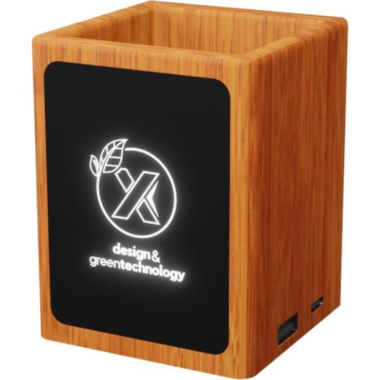 Suporte para lápis de madeira luminoso com saída USB dupla O12 SCX design®