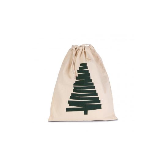 Saco de algodão com cordão, motivo árvore de Natal