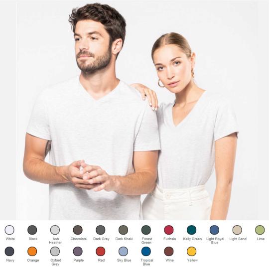 Tshirt manga curta decote em V de homem de mulher Kariban®