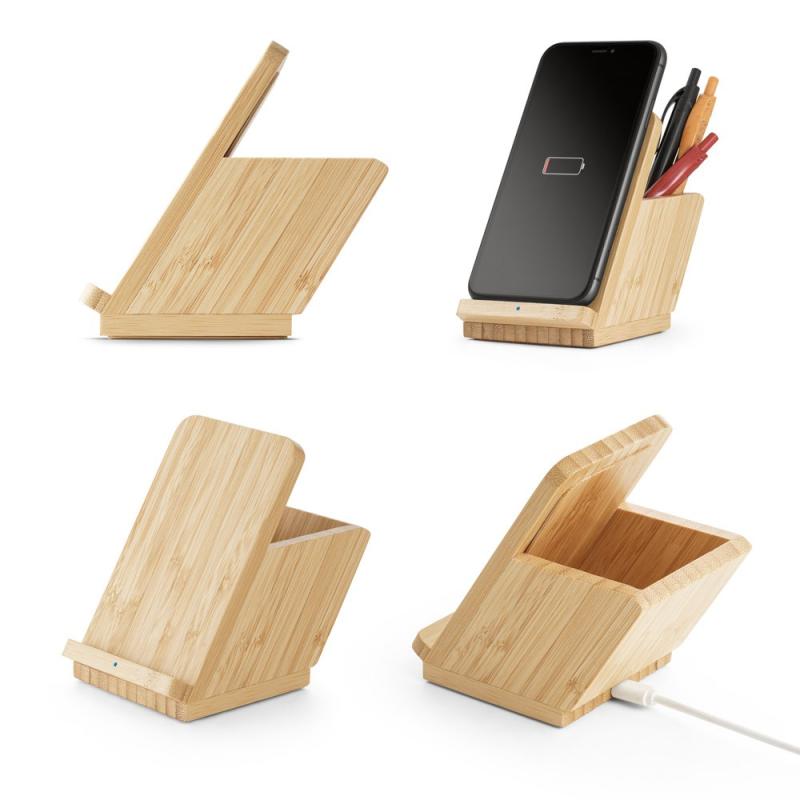 Carregador wireless em bambu Leavitt