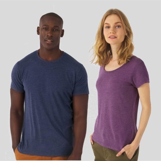 T-shirt Triblend de homem e mulher com decote redondo