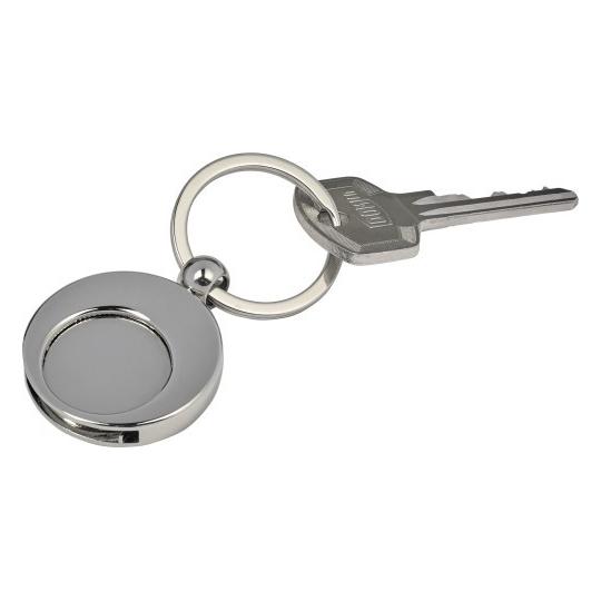 Porta-chaves em alumínio com ficha para carrinho de compras