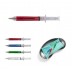 Plastic ballpoint pen in the shape of a syringe