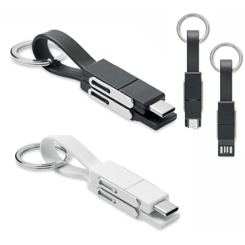 Porta-chaves com cabo de carga de 4 em 1 Key C