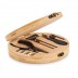Ensemble d'outils présenté dans une boîte en bambou Bartlett