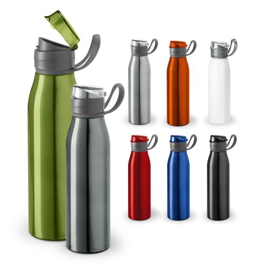 Garrafa de desporto em aluminio. Capacidade: 650 ml. Branca
