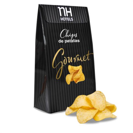 Caixa com fole com batatas fritas