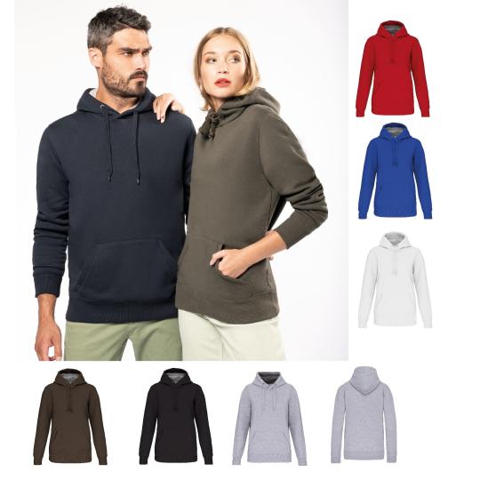 Sweatshirt eco-responsável com capuz e fecho de homem e de mulher Kariban®