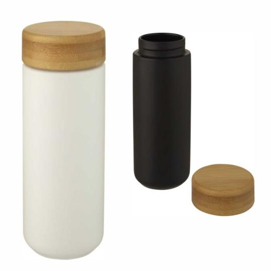 Copo de cerâmica de 300 ml com tampa de bambu Lumi