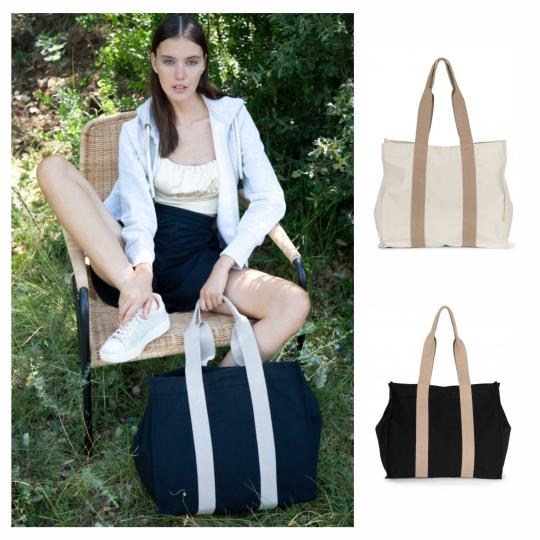 Saco de compras grande com fole em material reciclado Kimood®