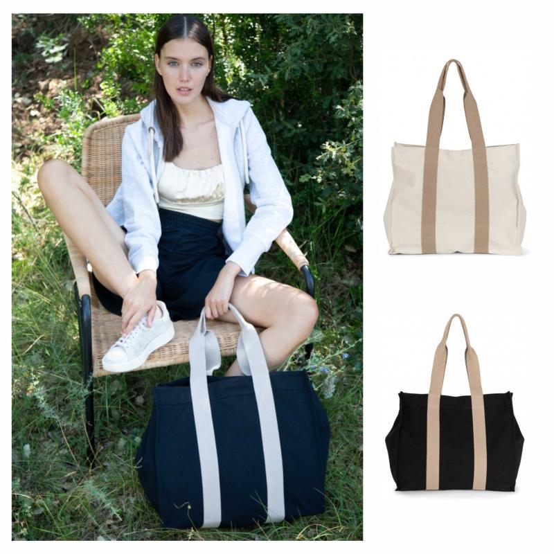 Saco de compras grande com fole em material reciclado Kimood®