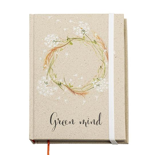 Caderno capa dura em papel grama (Produção)