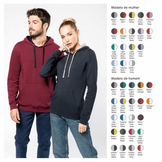 Sweatshirt com capuz em contraste