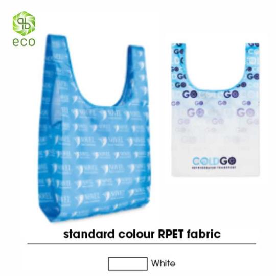 Saco de compras colete RPET dobrável com bolso interior (Produção)