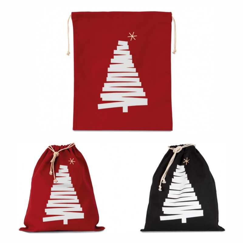 Cotton bag with drawstring Christmas tree design Kimood® - Colours