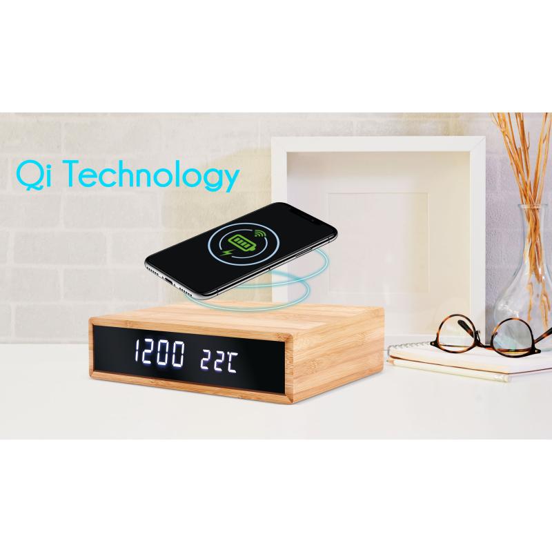 Alarm clock with wireless charger Earth