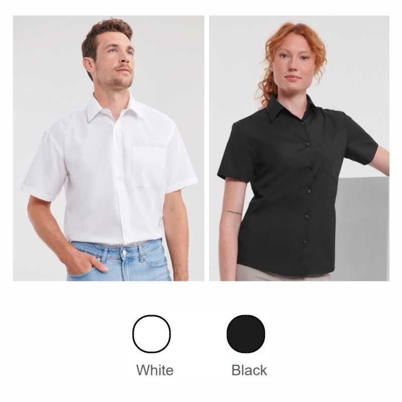Camisa de homem e mulher em popeline de manga curta Russell®
