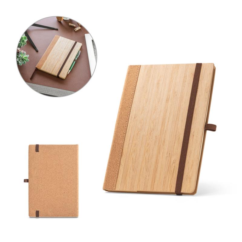 Bloc-notes A5 avec couverture rigide en feuilles de bambou et liège Orwell