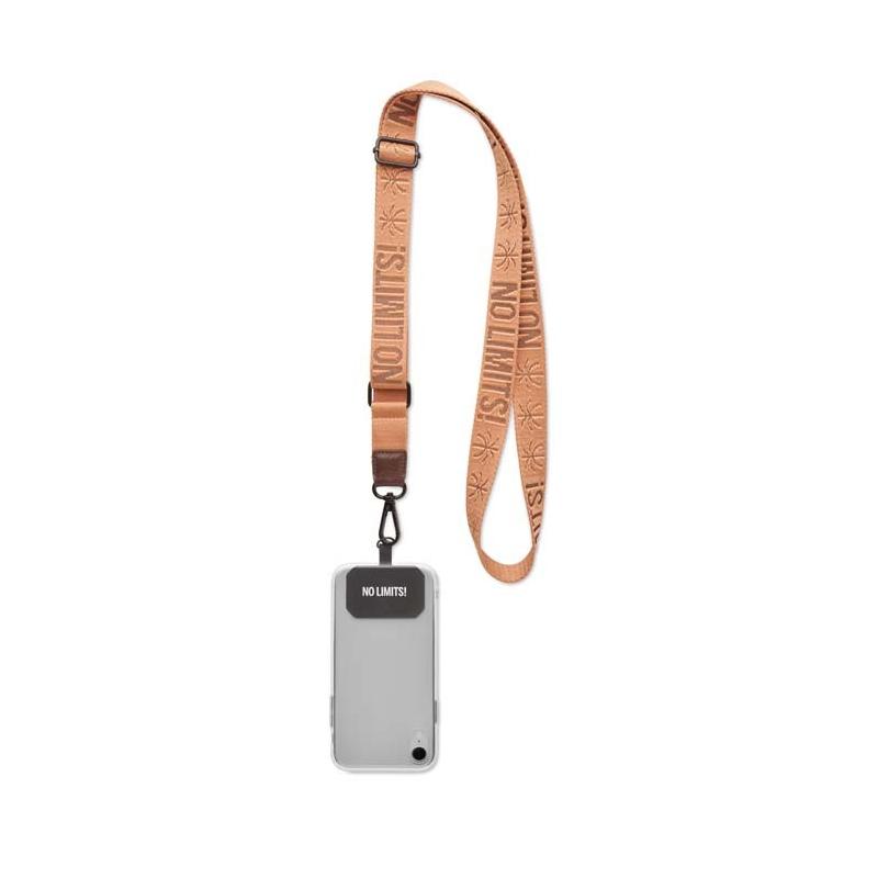 Suporte para telemóvel cruzado em fita tecida e patch em PU (Produção)