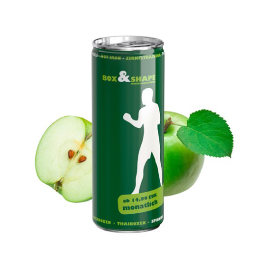Lata con bebida de manzana...