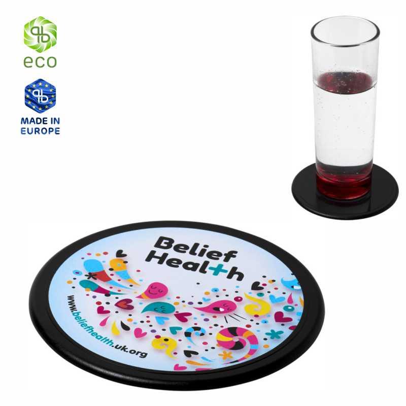 Base para vasos redonda Terran de plástico 100% reciclado (Producción)