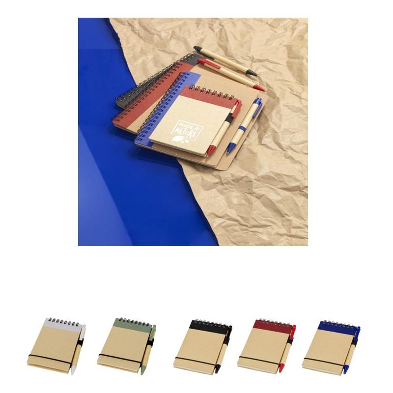 Caderno de Bloco de Notas A7 em Papel Reciclado e com Caneta Zuse