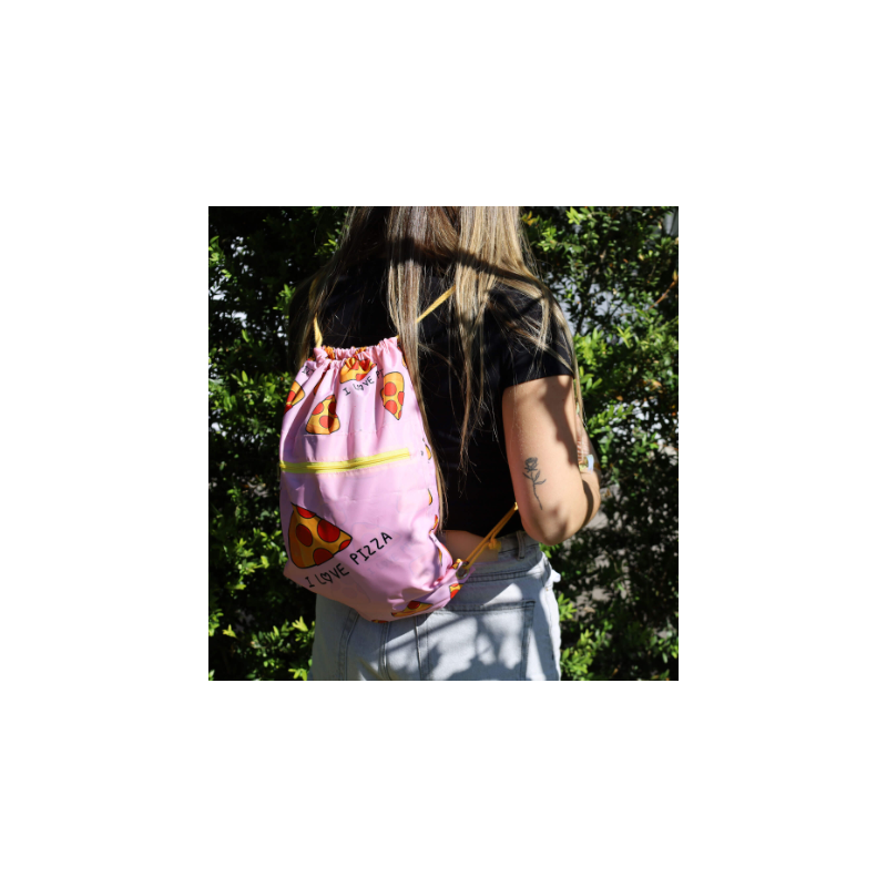 Mochila de cordão com bolso (Produção)
