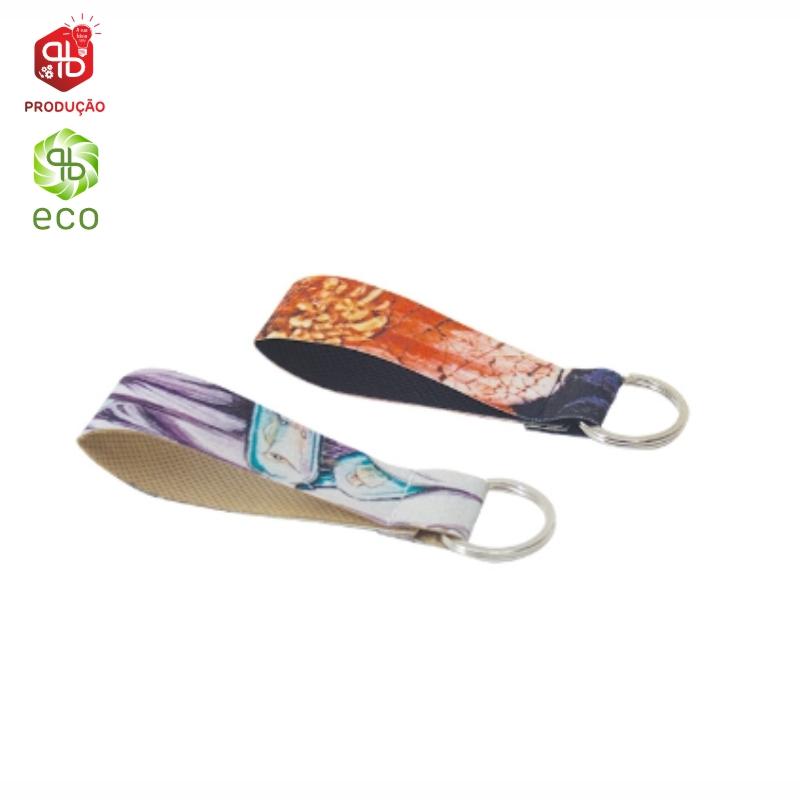 Porta-chaves fita poliéster Rpet com argola (Produção)
