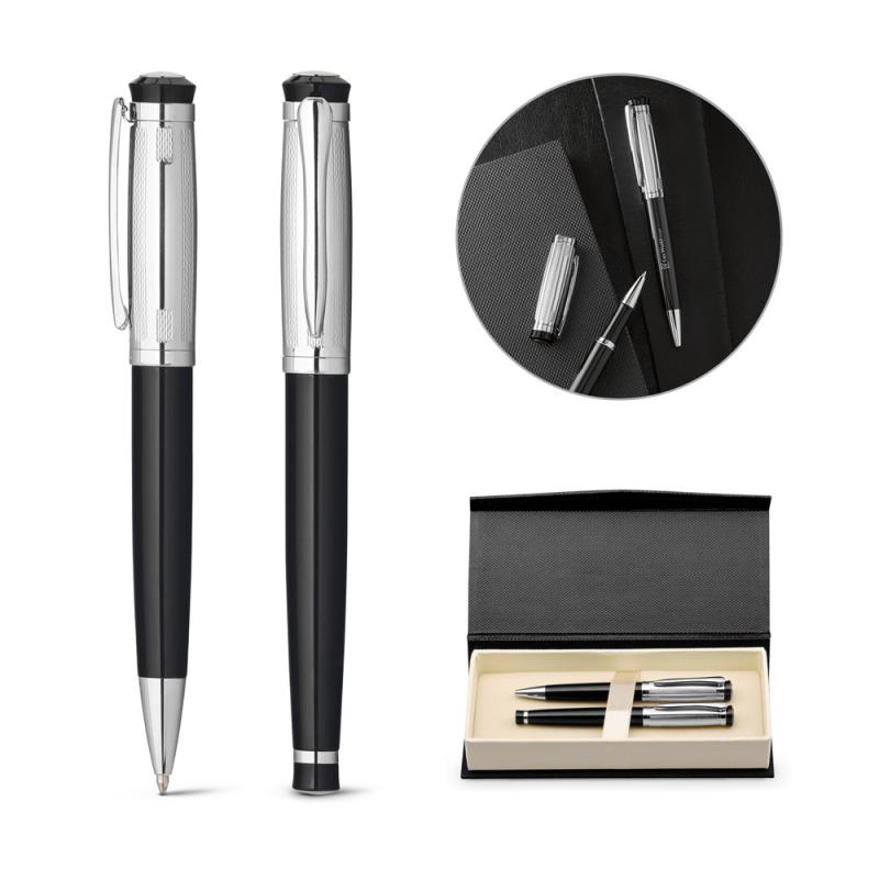 Set of ballpoint pen and roller in metal with clip Orlando