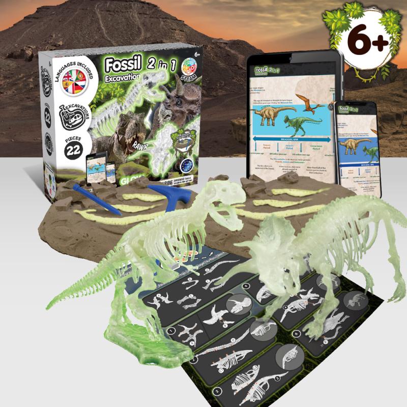 Jeu éducatif pour enfants 2 en 1 Kit d'excavation de fossiles I Science4You®